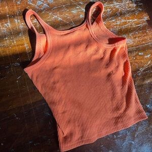 Bright Orange Ribbed Tank Top Halter Shirt